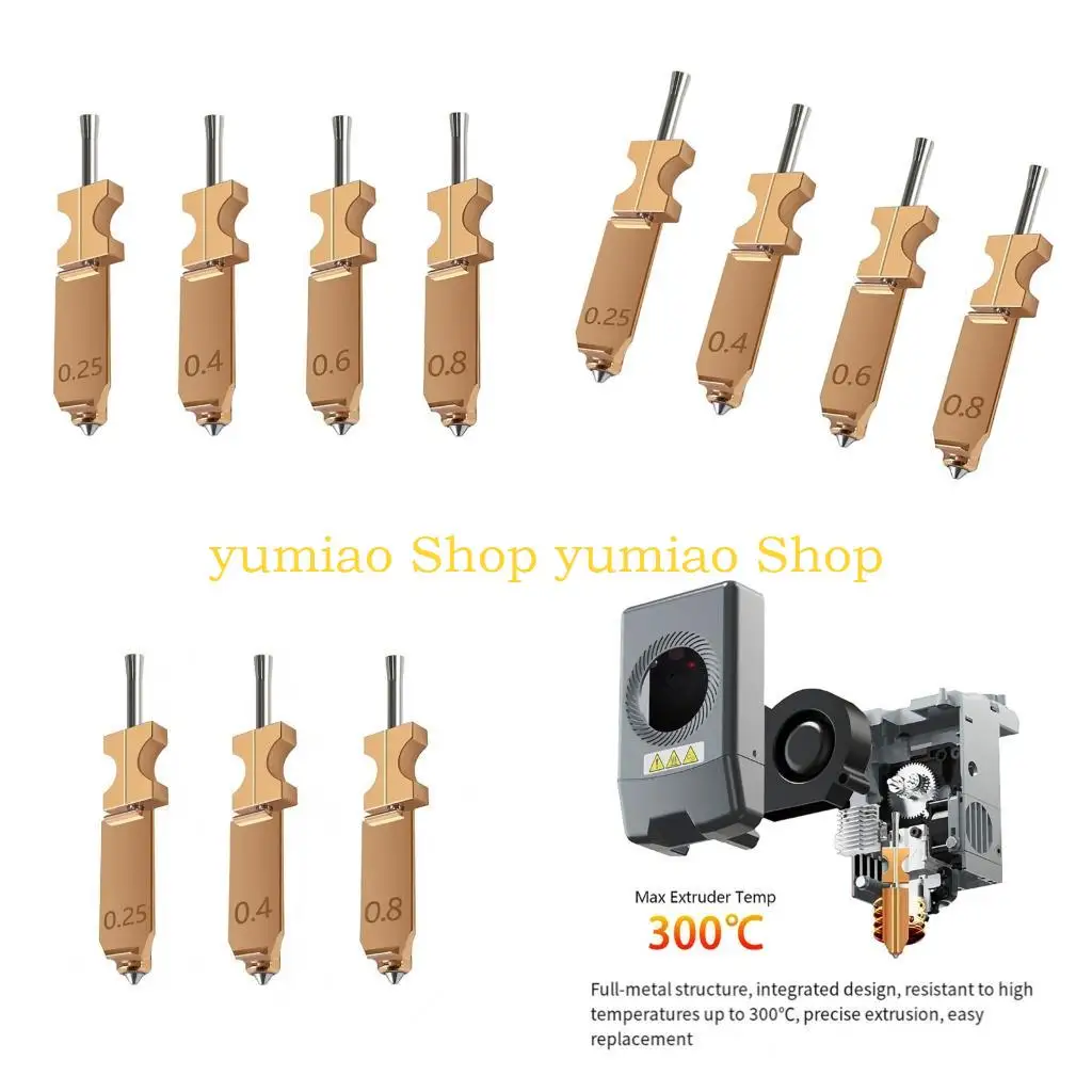 

587B 4Pcs Fast Change Nozzle Hardened Steel Material for Various Filaments Printing