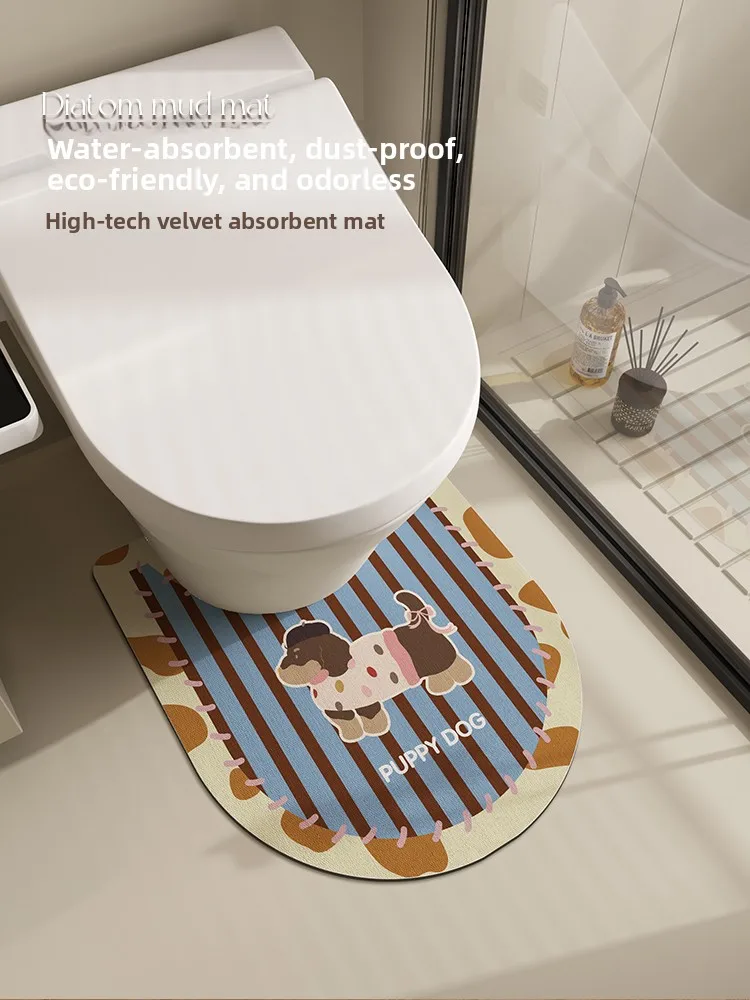 

Легко в использовании коврик для батомы U-образный силиконовый коврик для унитаза Dendroid, впитывающий водонепроницаемый противоскользящий коврик для ног для баторома