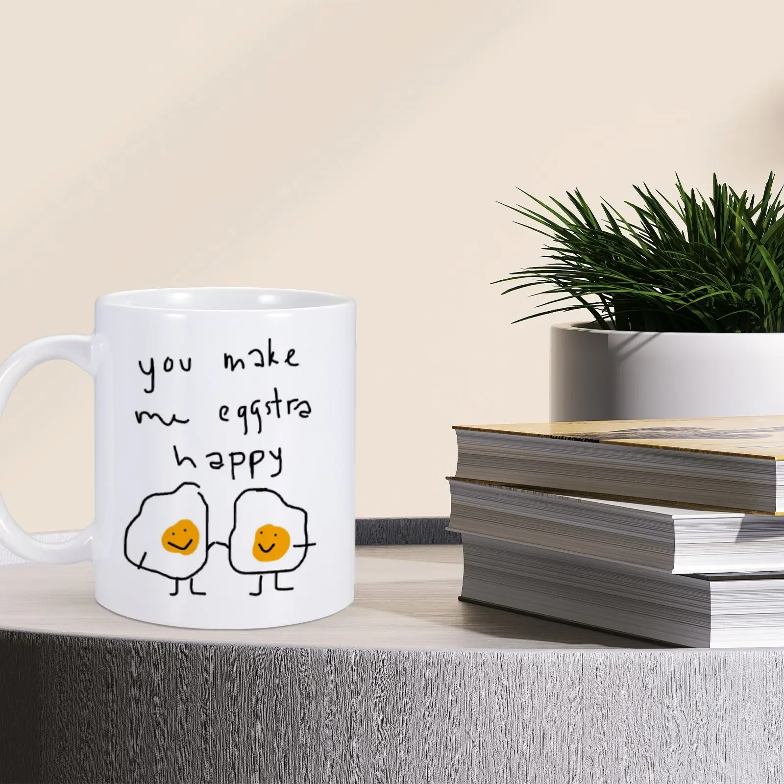 1PC 11oz Ceramic Coffee Mug You Make My Eggstra Happy Funny Cup Milk Tea Drinkware for Couple Boyfriend Girlfriend Novetly Gift