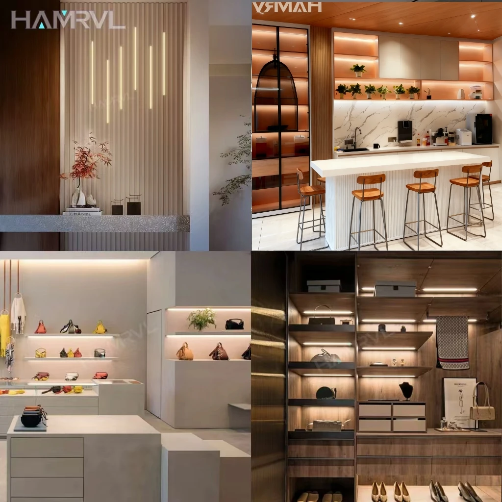 اختراق اللمس لوحة الخشب 50cm1M LED أضواء شريط ألومنيوم أسود مصباح ل الرف المطبخ عرض خزانة ديكو خزانة الإضاءة #2