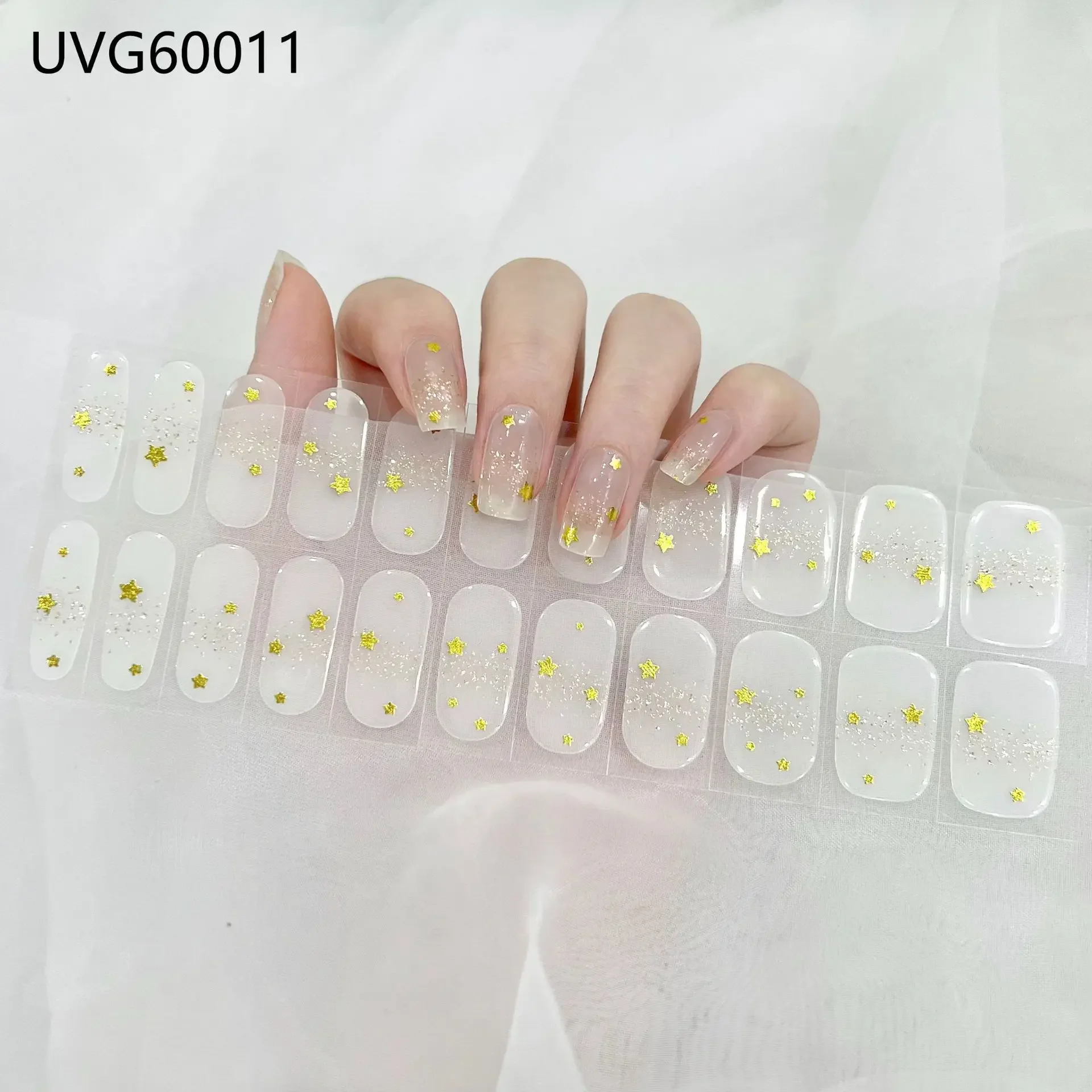 Semi-Uitgeharde Uv-Gel Nagelstickers, Volledige Omslag Ontwerp Diy Manicure Set Nail Art,Premium Gel Nagelstickers Zelfklevende 3d Stickers