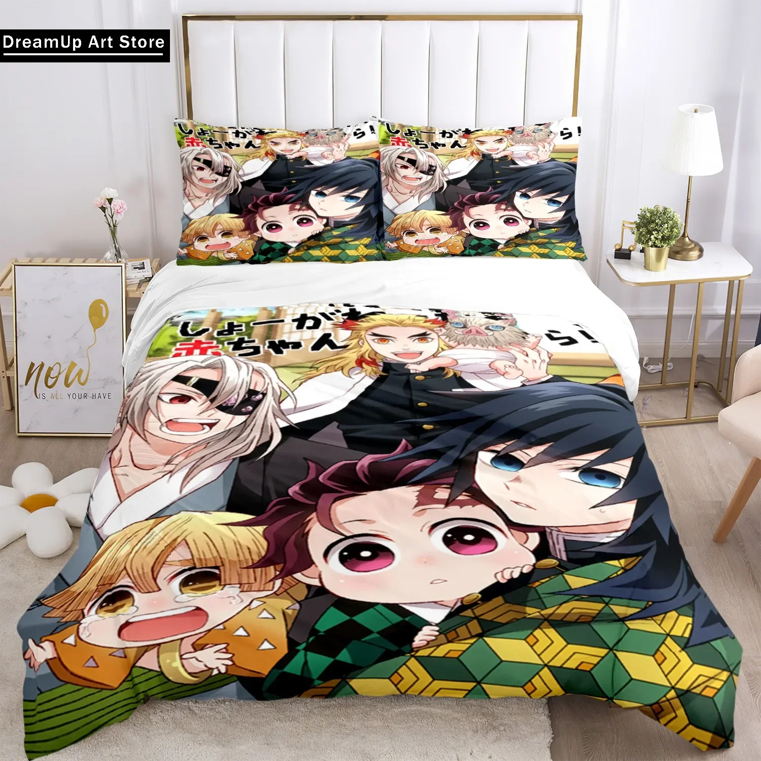 Anime Demon Slayer Print Beddengoed Set 23 stuks Nezuko Beddengoed Koningin Dubbel Enkel Kingsize Dekbed