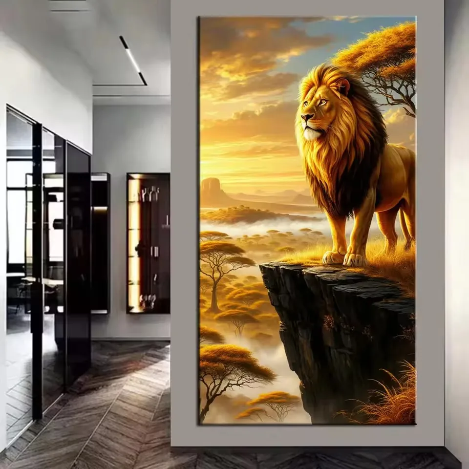 DIY Full Drill Diamond Painting Forest Tiger Wolf Rhinoceros Leopard Full Square Round Rhinestone Mosaic Home Wall Decoration