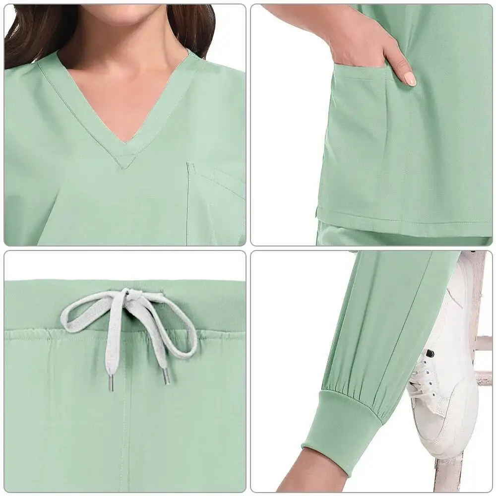 看護スクラブセット女性美容スパ制服ペットクリニックストア獣医歯科作業服医療看護師外科トップ+パンツ