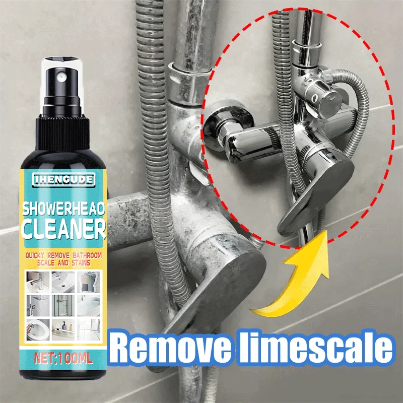 100ML Showerhead Cleaner - Powerful Limescale & Water Spot Remover for Bathroom Faucets, Tiles & Toilets, No Material Damage