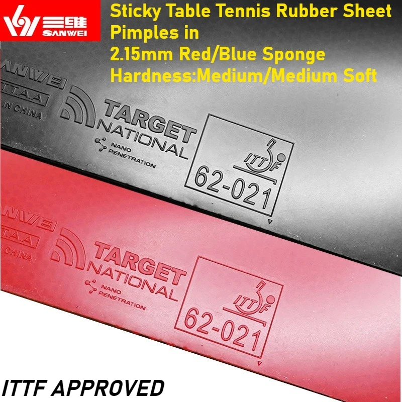 

SANWEI sanwei-3 Резиновые шипы для настольного тенниса с 2,15 мм красной/синей губкой для пинг-понга для Loop Drive и быстрой атаки ITTF