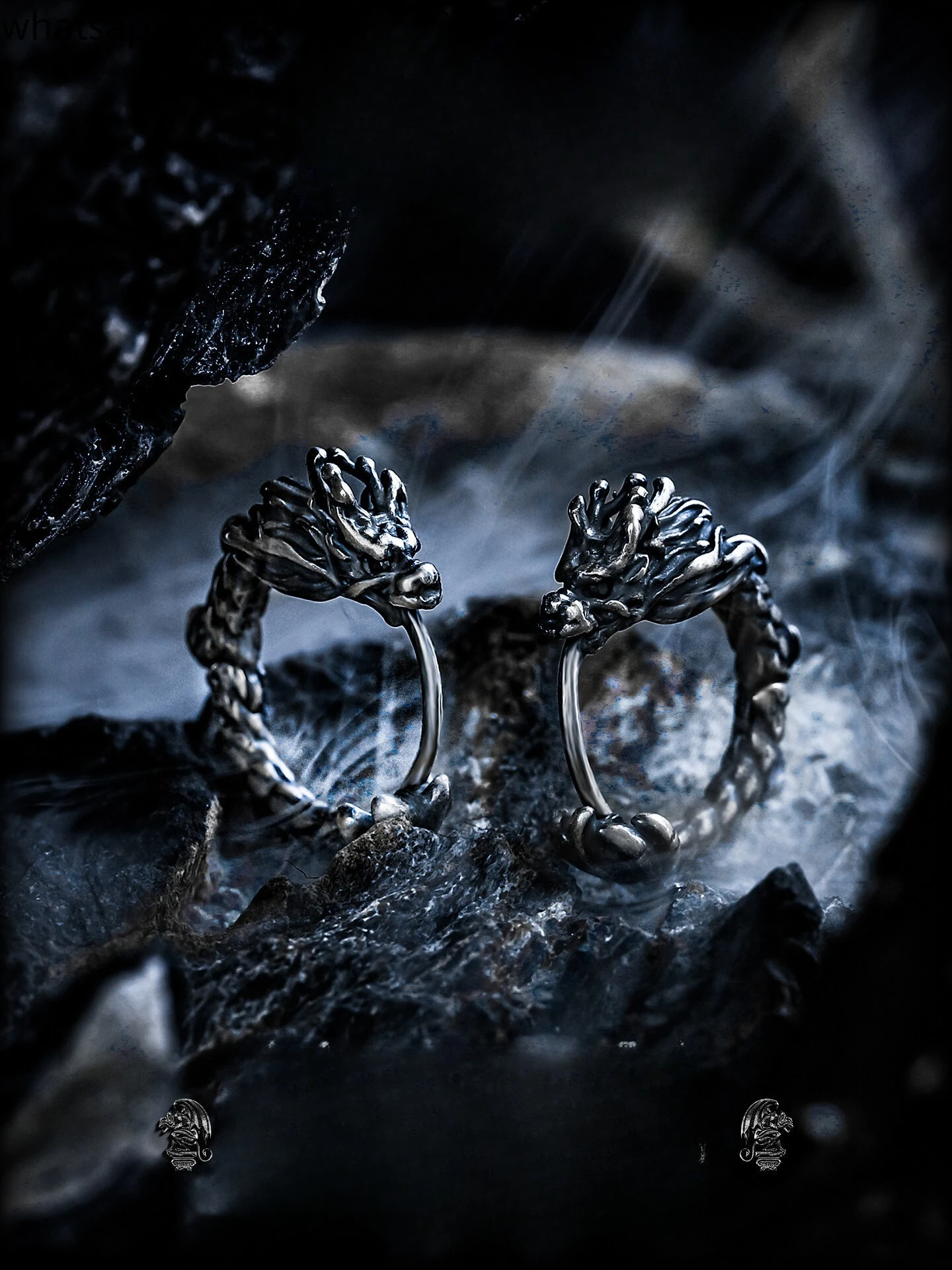 [Candle Dragon] Dark Wind 925 Silver Earrings Men's Year of The Dragon Earrings Niche Ears Captive Ears
