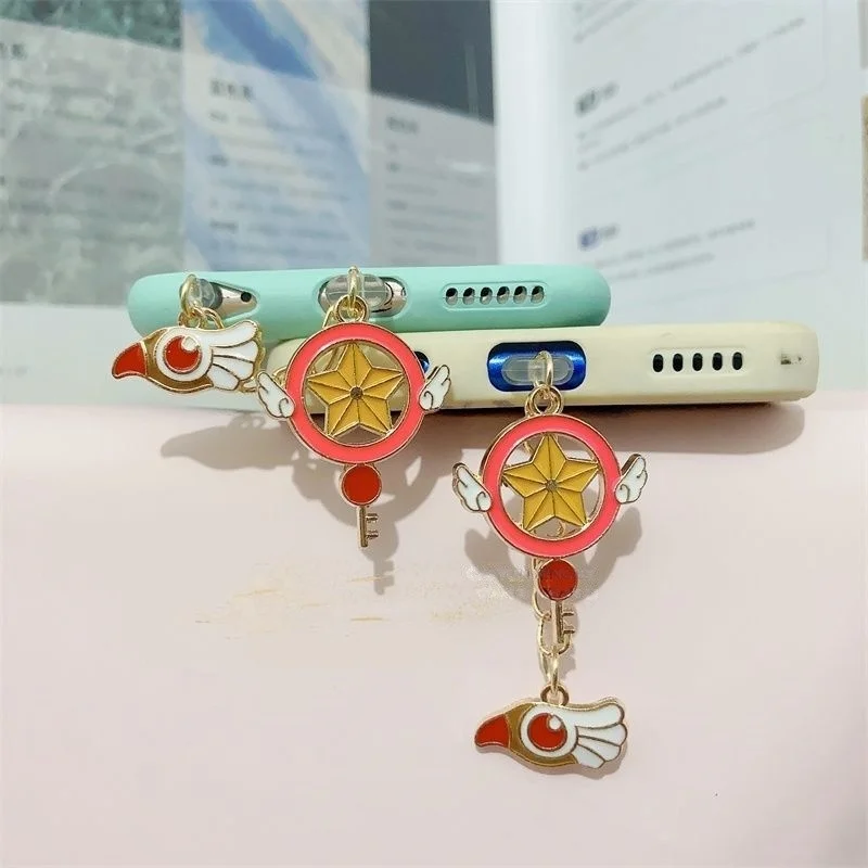 Cardcaptor Sakura Cartoon Anime Magic Wand Dust Plug Earphone Plug Charging Plug Couple Style Universal Mobile Phone Pendant view 6