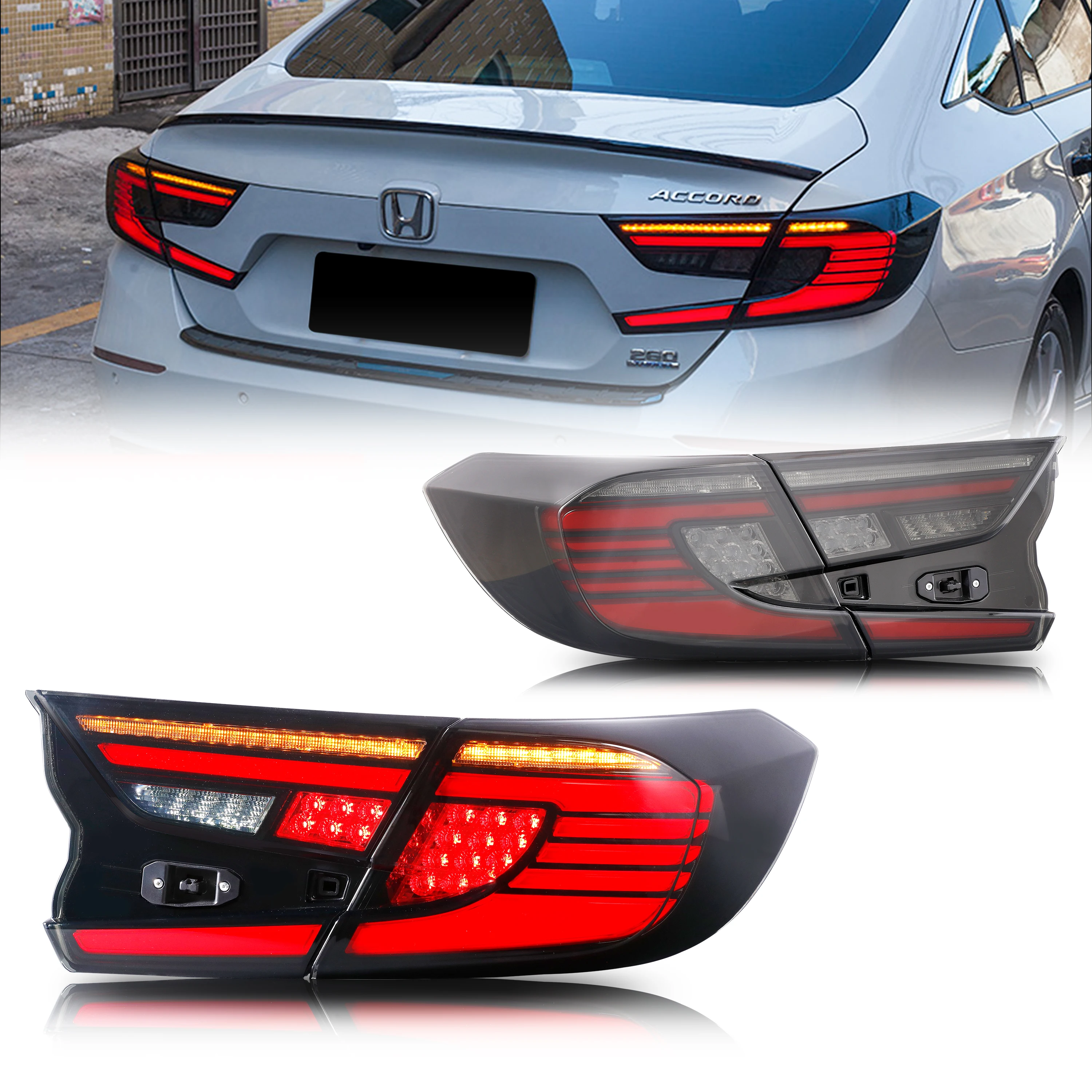 LED V2 Tail Lights for Honda Accord 10th Gen 2018 2019 2020 2021 2022 Start up Animation Sequential Indicator