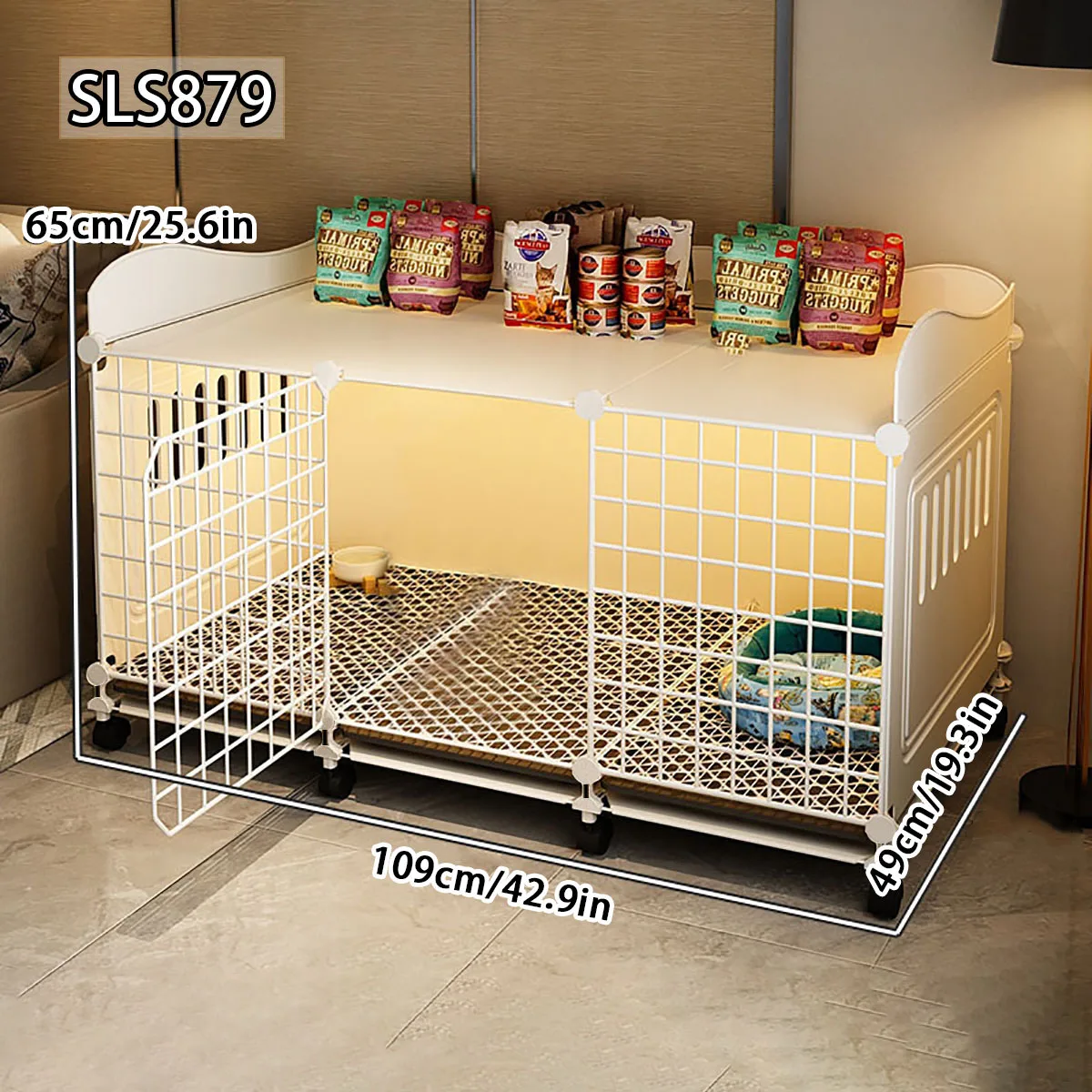 

Dog Cage with Toilet for Small Dogs, Cats, Rabbits, Teddy, Pomeranian, Indoor Home Use, Corgi Pet Kennel, White Dog House