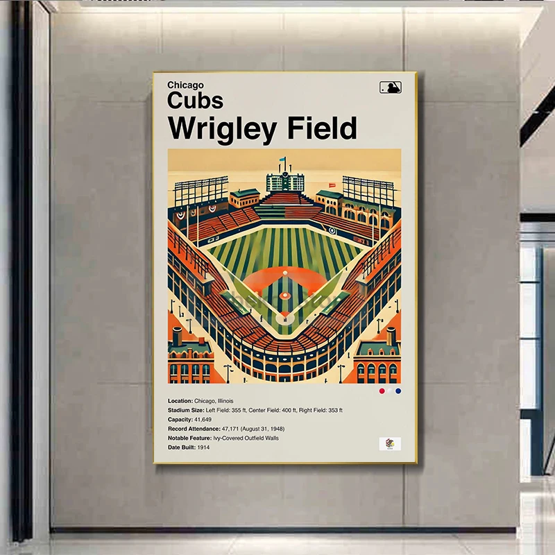 Mid Century Modern MLB Baseball Stadium Poster Retro Minimalist Prints Canvas Painting Wall Art Pictures Home Room Decoration