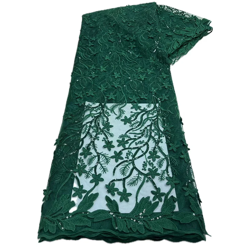 2025 แอฟริกันสุทธิลูกไม้แอฟริกันลูกไม้ผ้าคุณภาพสูง 5 หลาเย็บปักถักร้อยไนจีเรียภาษาฝรั่งเศสคําผ้าลูกไม้ Tulle ผ้าสําหรับงานแต่งงาน