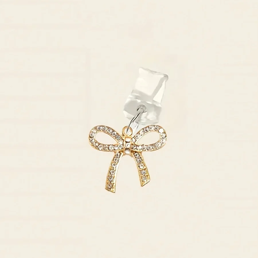 Phone Dust Plug Cute Bow Diamond Phone Accessory Pendant Decoration For IPhone Type-C Charging Interface