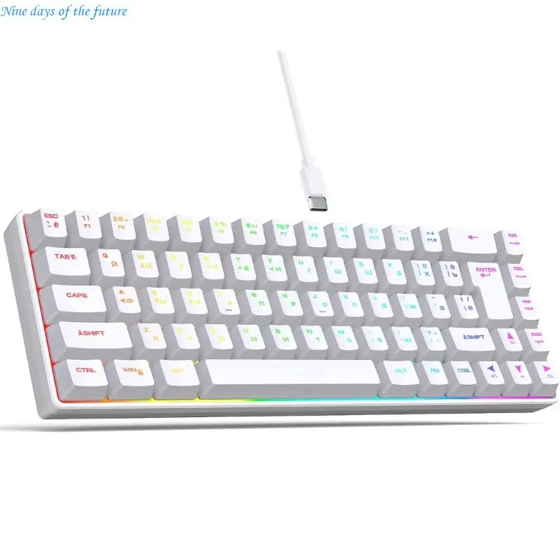 لوحة مفاتيح الغشاء الآلة آلة كاتبة 68KEYs شعور مفاتيح مفاتيح Keycaps شعور المفاتيح LED