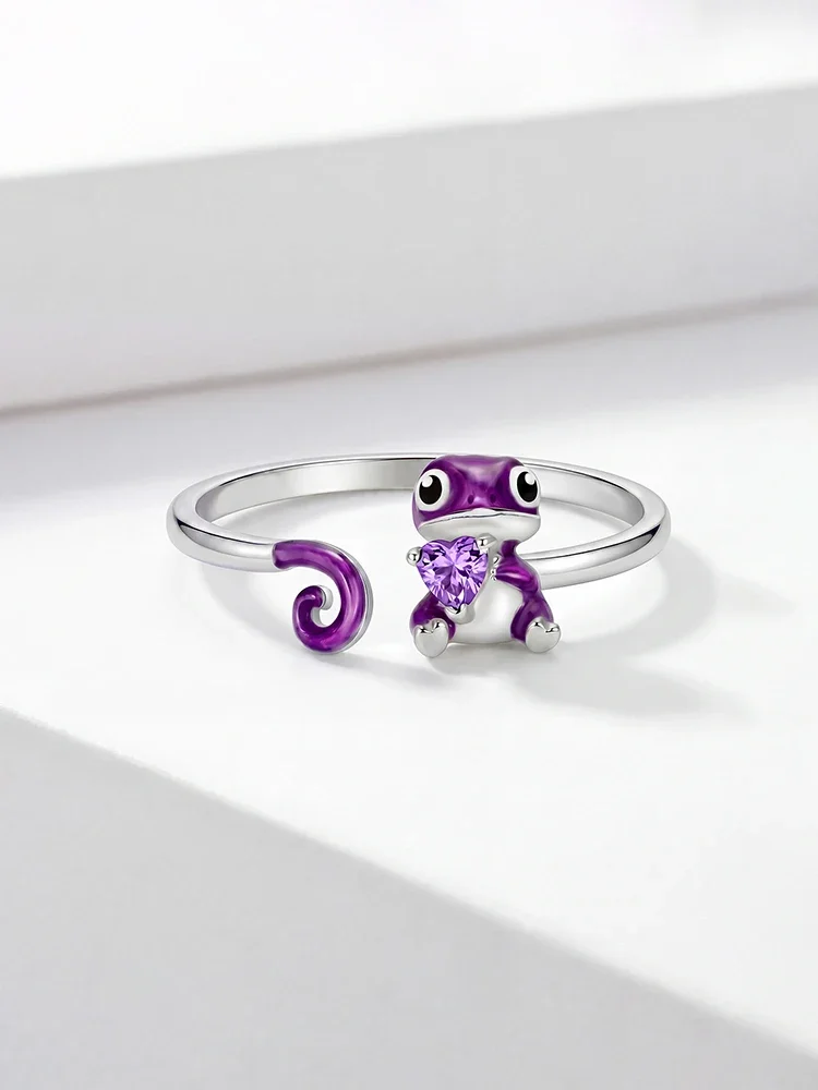 925 Sterling Silber Liebesherz-Ring mit veränderbarem Eidechsenmotiv, verstellbar, für Damen, Party, Jahrestag, Alltag, hochwertiger edler Schmuck – Detail 6
