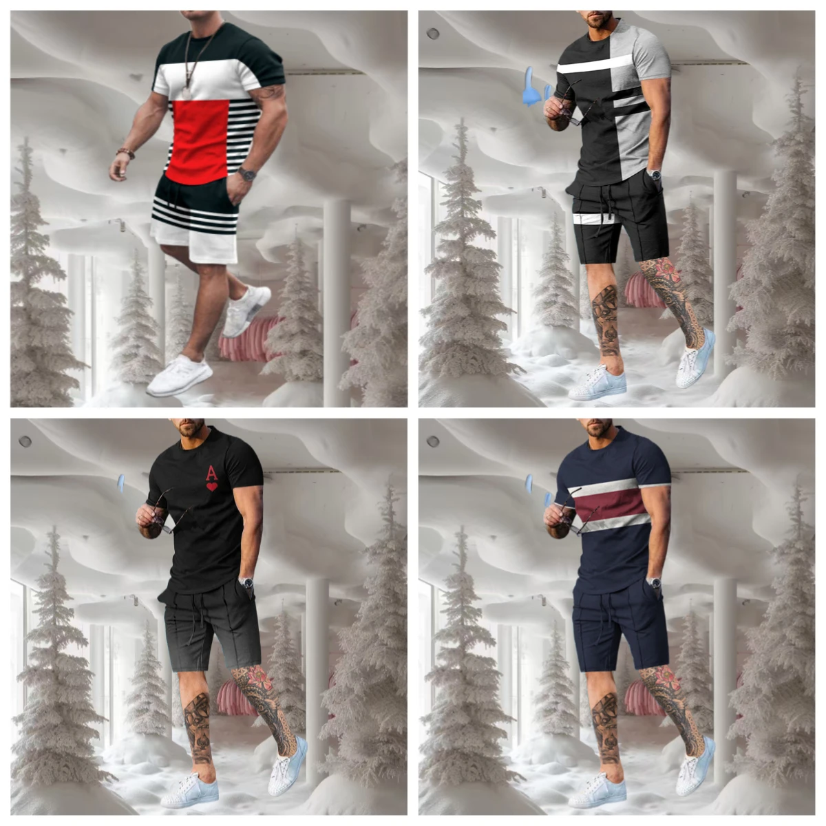 

Летний мужской костюм, модная мужская футболка с шортами, повседневная спортивная одежда с принтом, супер уличная мужская одежда для стрельбы