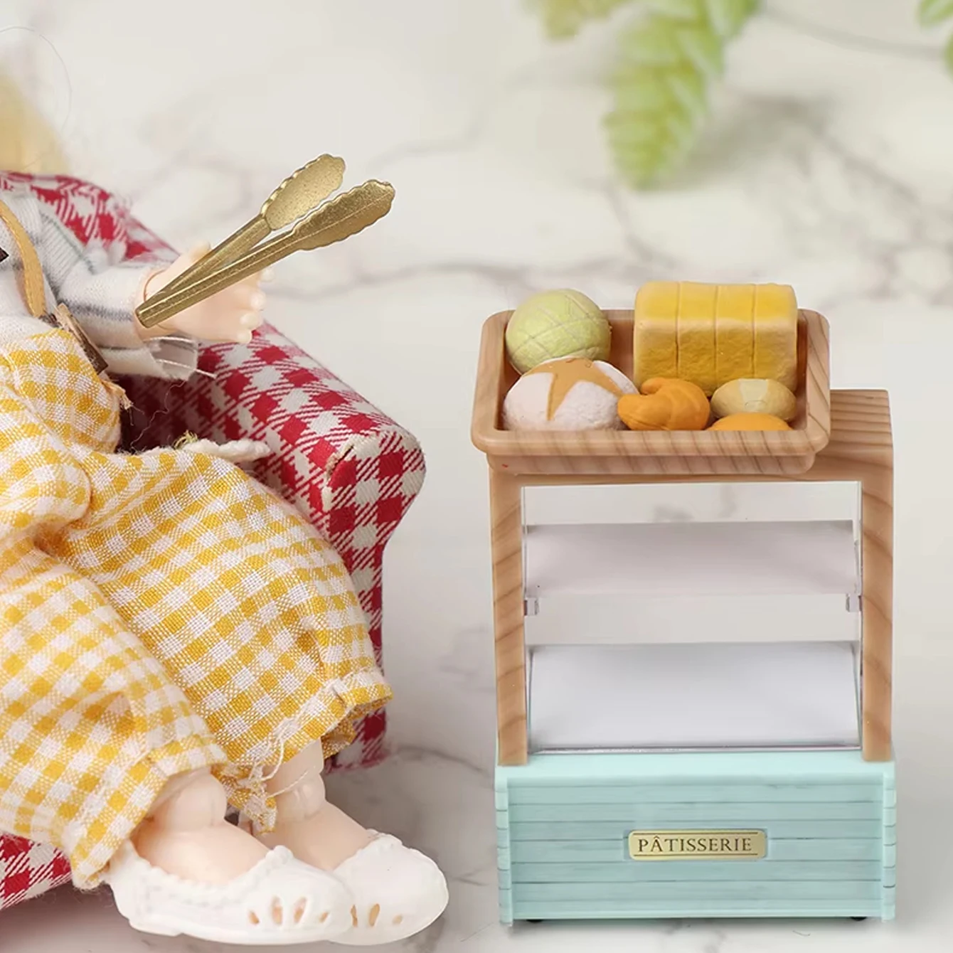 Mobiletto per Pane in Miniatura per Casa delle Bambole: Modello Decorativo 1/12 per Scenari di Supermercati e Caffetterie
