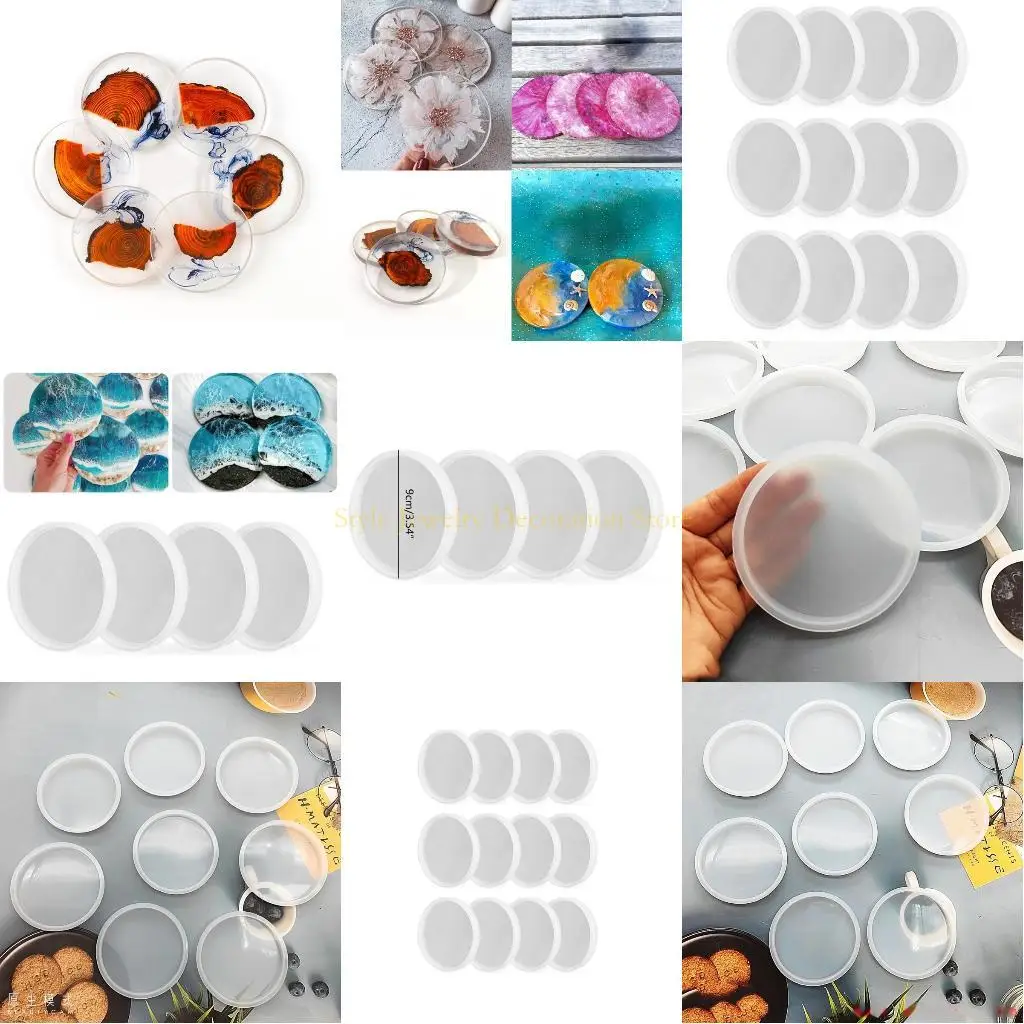 

D46E Round Resin Moulds Disc Mould for Resin,DIY Coasters Mould for Making Cup Mats Table Home Decor