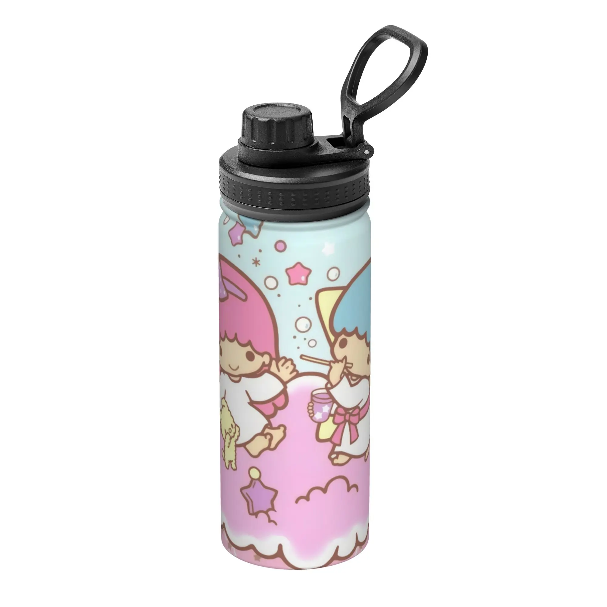 Little Twins Stars Cartoon Anime 18OZ Sports Insulated Kettle  Thermal Cup Vacuum Flask Office Home Mug Hot Cold Drink