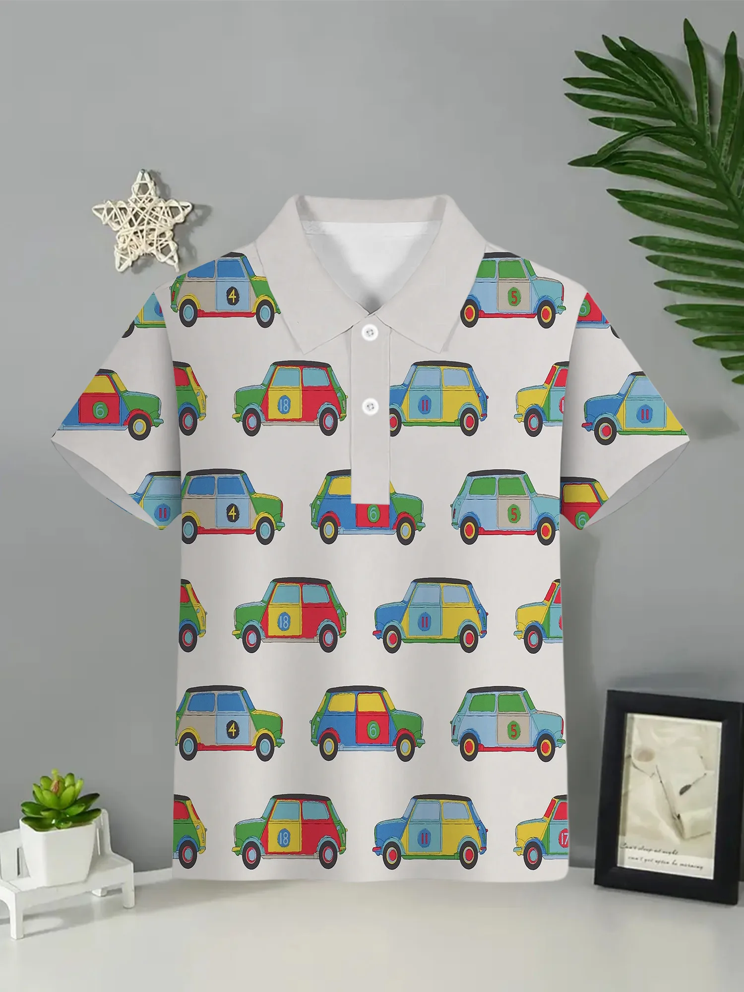 2024 Kids Clothes Boy Cartoon Print Polo Shirts Automobile Graphic Children Top Short Sleeve for Boy Kids Clothes Summer