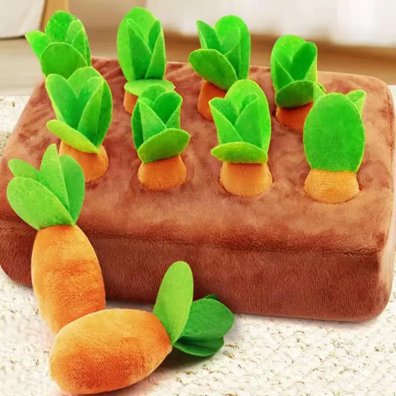 Dog Carrot Plush Toy Hide and Seek Carrot Farm Dog Toys Snuffle Mat Cute Carrot Harvest Toy  Vegetable Chew Toy  For Cats Dogs