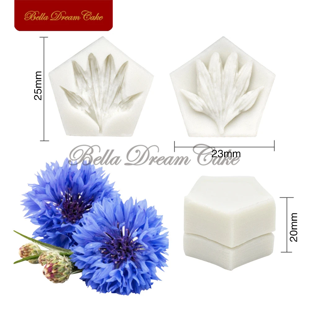 2pcs/set Mini Cornflower Petal Veiner Silicone Mold For DIY Handmade Fondant Clay Gumpaste Mould Cake Decorating Tools Bakeware