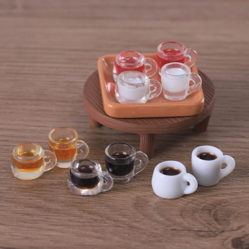 5pcs Dollhouse Coffee Cup Milk Cups Mini Drink Miniature Food Play Ornaments Resin Doll Accessories Diy Simulation Home Decor