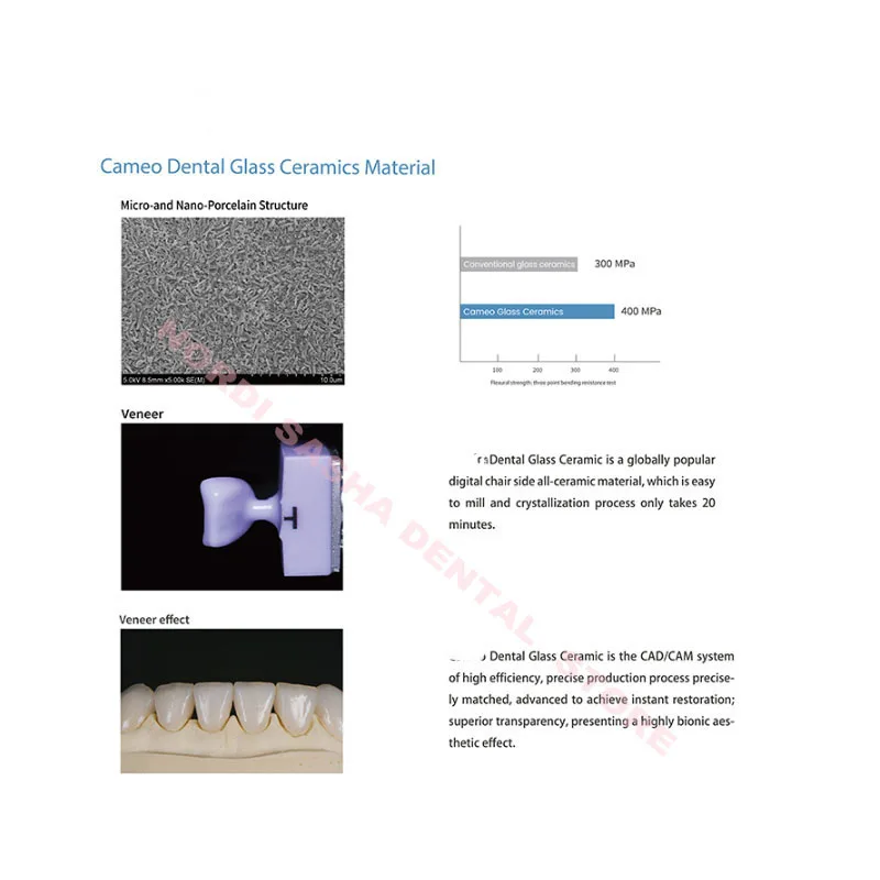 ليثيوم ديسيليكات مواد شفافة الأسنان ، كتل السيراميك ، مواد مختبر طب الأسنان ، C14 CAD و CAM ، 5 قطعة لكل صندوق