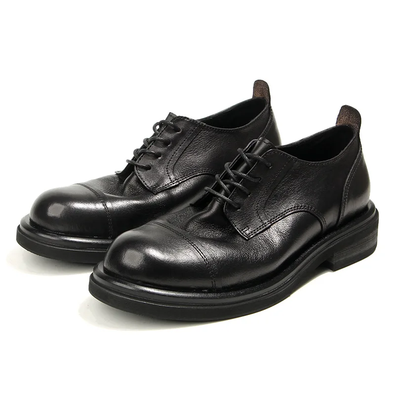 

Fashion Highquality Retro Cowhide Men's Shoes Casual all Genuine Leather Brown black Formal Business Derby Shoes