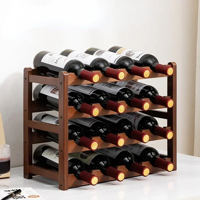 Bamboo Bordeaux Bottle Support Household Vino Exhibit Base Cellar Storing Shelf Multi-container Grid Uncomplicated Desktop