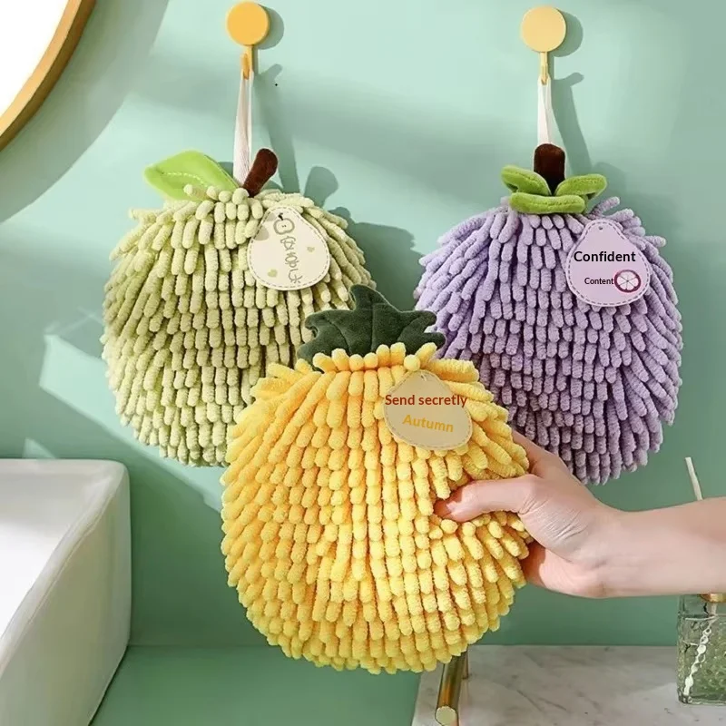 Chenille Hand Towels Wipe Hand Towel Ball with Hanging Loops for Kitchen Bathroom Quick Dry Soft Absorbent Microfiber Handball
