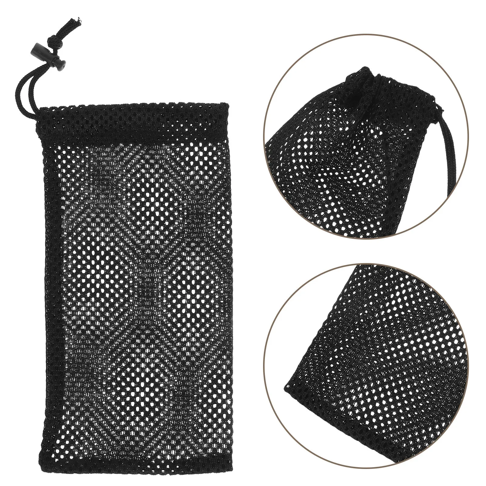 

20Pcs Sports Storage Drawstring Bag Thickened Black Polyester Mesh Breathable Gym Outdoor Beach Equipment Gear Portable