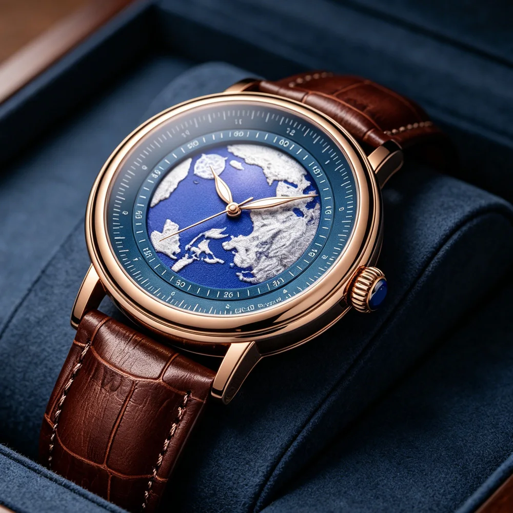 LIGE Creative Man Wristwatch Blue Planet Earth Leather Quartz Watch for Men Luminous Pointer Waterproof Men's Watches Wholesale