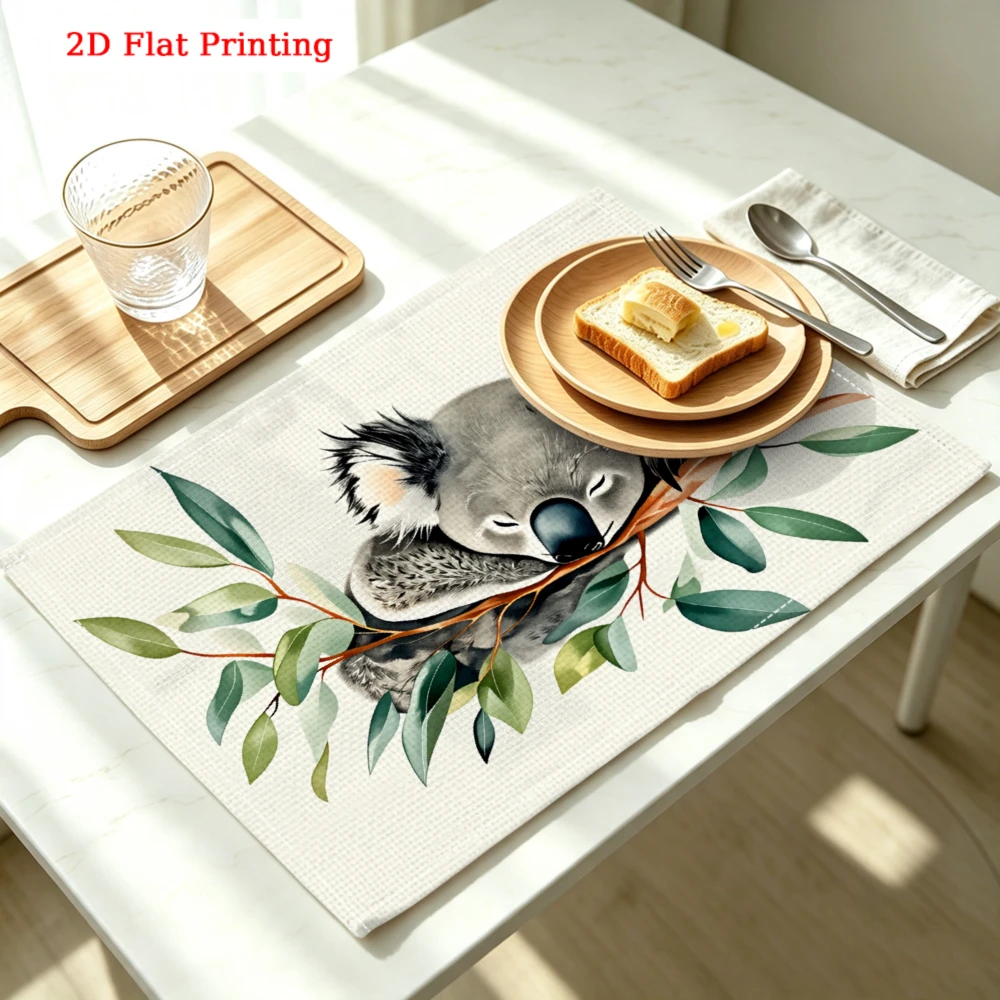Sleeping Koala Branch Kitchen Placemat Sleeping Koala Branch Linen Pad Dish Coffee Cup Table Mat 1PC 30x40cm