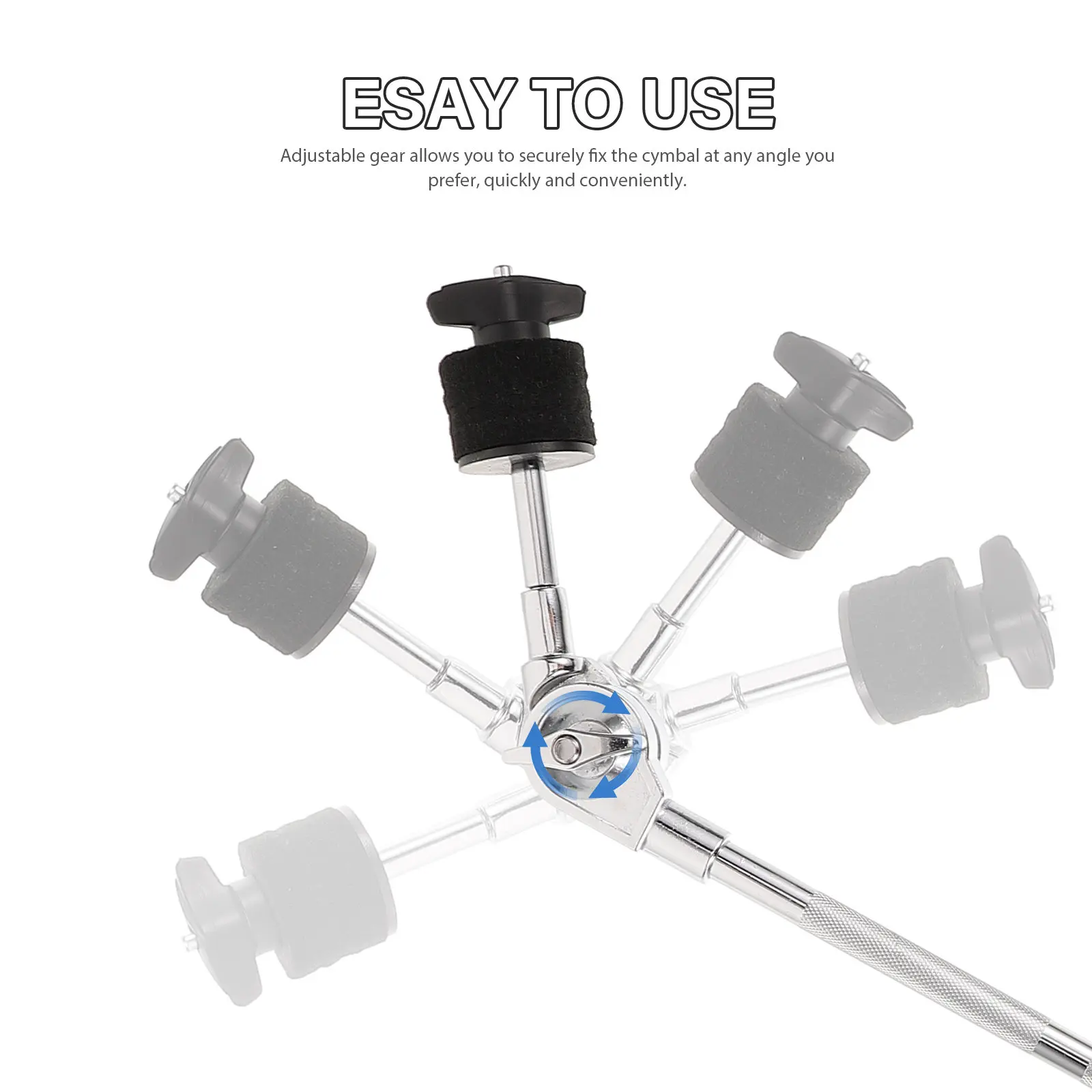 Rust Resistant Electroplated Cymbal Boom Arm Clamp Adjustable Angle Secure Mounting for Drum Kit Extension Cymbal Stand