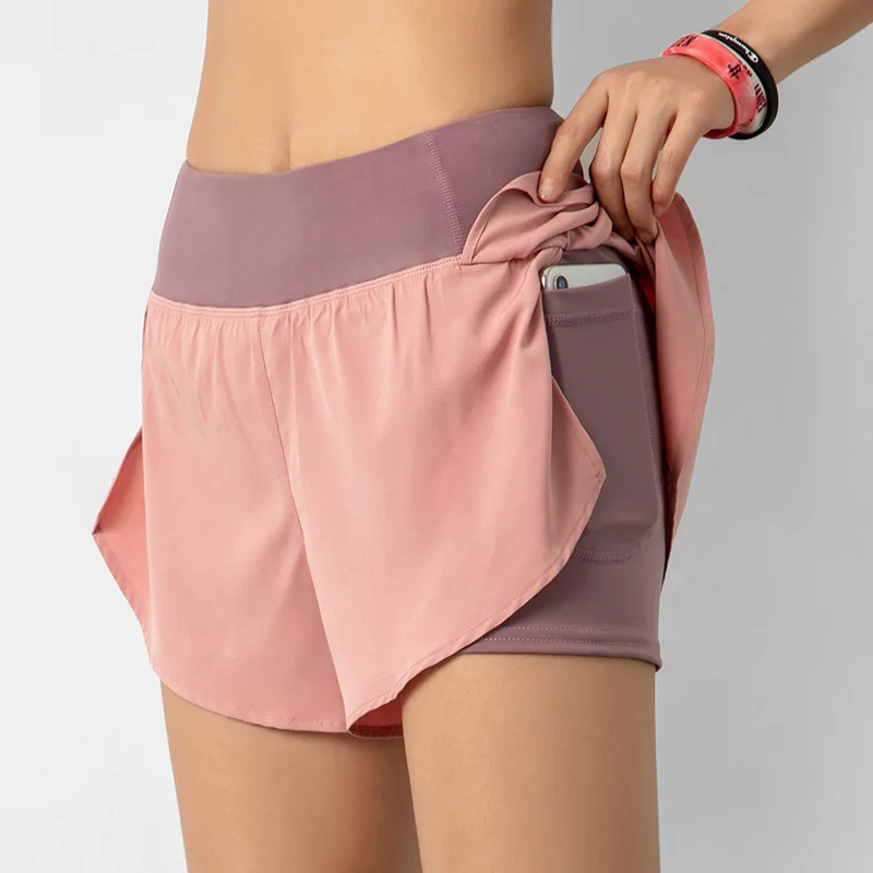 Women's Non See-Through Quick Dry Breathable Yoga Shorts with Side Pockets Summer Running Gym Workout Athletic Hot Pants
