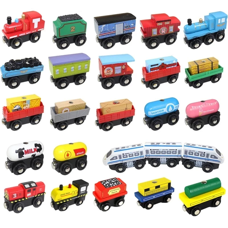 Magnetic Wood Train Toys Wooden Train Accessories Anime James Locomotive Model Car Toy for All Brands Tracks Kid Christmas Gifts