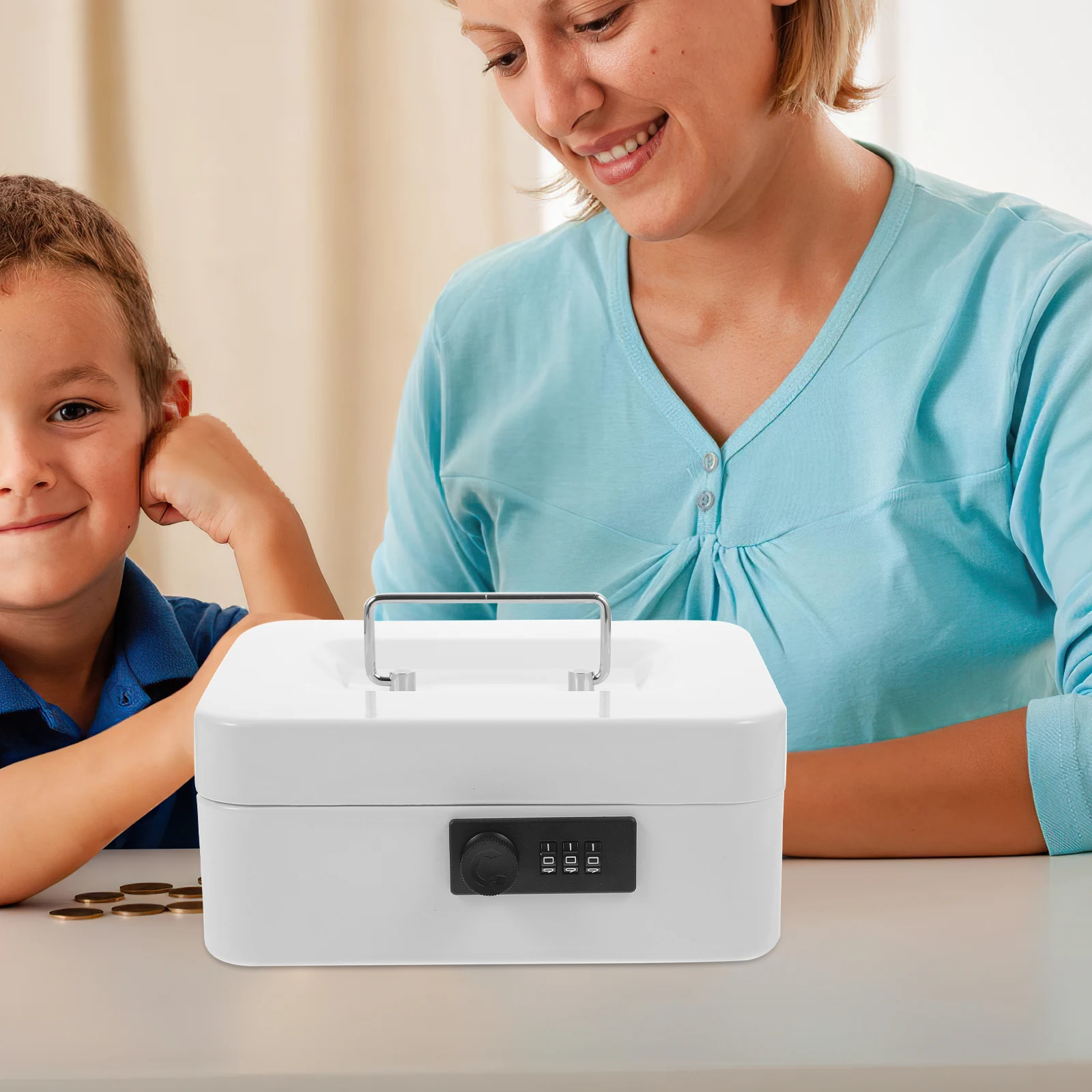 

Cash Register with Lock Locks Money Door Organizer for Bills Boxwith Code Lockbox