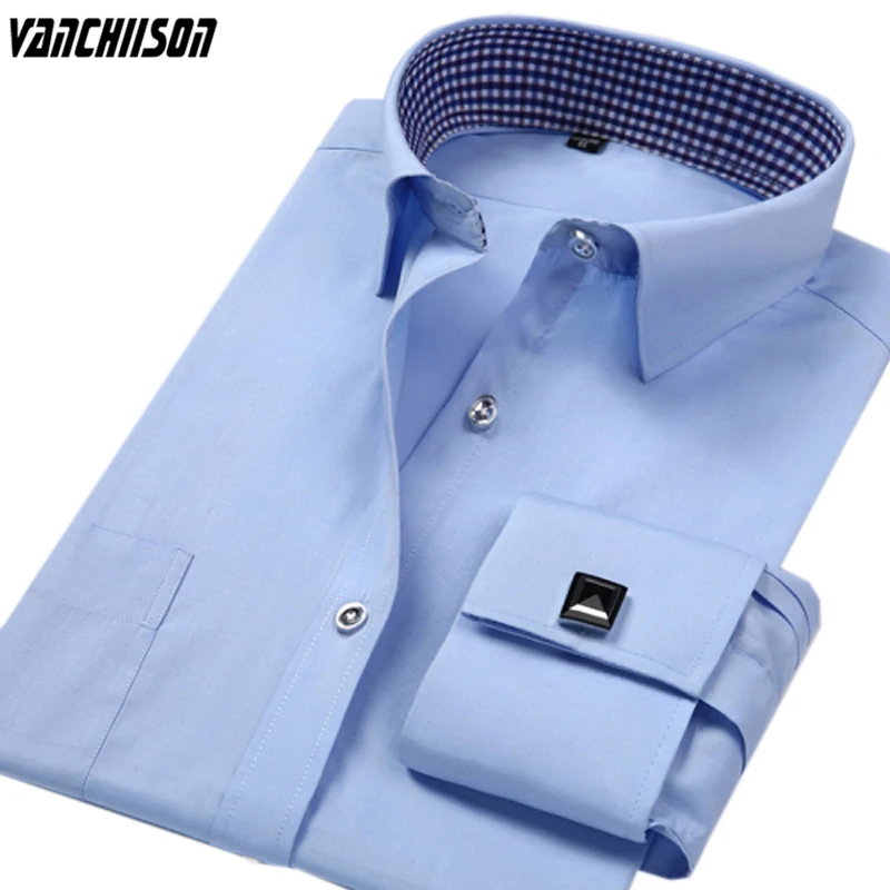 

Men Dress Shirt French Cuffs Plus Size 5XL 6XL 100KG 110KG for Summer Spring Long Sleeve Solid Pale Yellow Male Fashion 00604