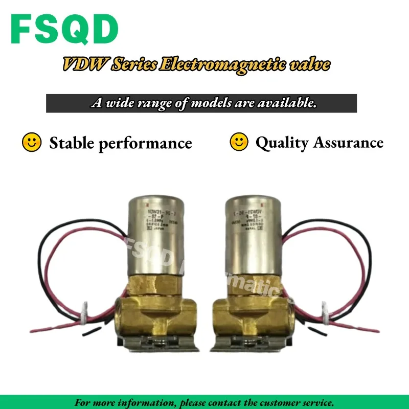 1PC Straight Through Solenoid Valve VDW13-5G-1-H VDW21-5G-1-01 VDW21-6G-1-01 VDW21-5G-3-01 VDW31-5G-2-02-F VDW Series FSQD