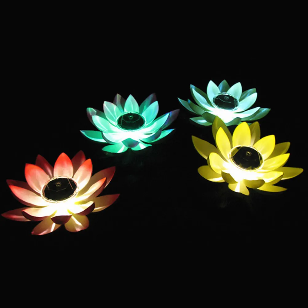 2pcs Solar Lotus Lamp, Realistic Floating Pool Light, Waterproof Outdoor Garden Decoration, Lightweight & Eco-Friendly