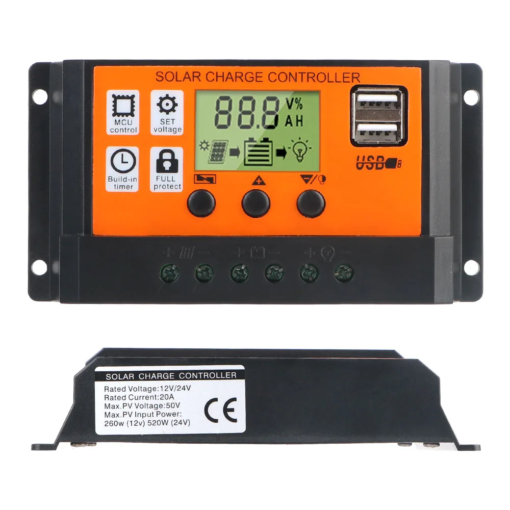 Automatic Recognition Of Solar Controller Home Accessories Built-in Timer PV Regulator LCD Display Accessory Colorful Screen