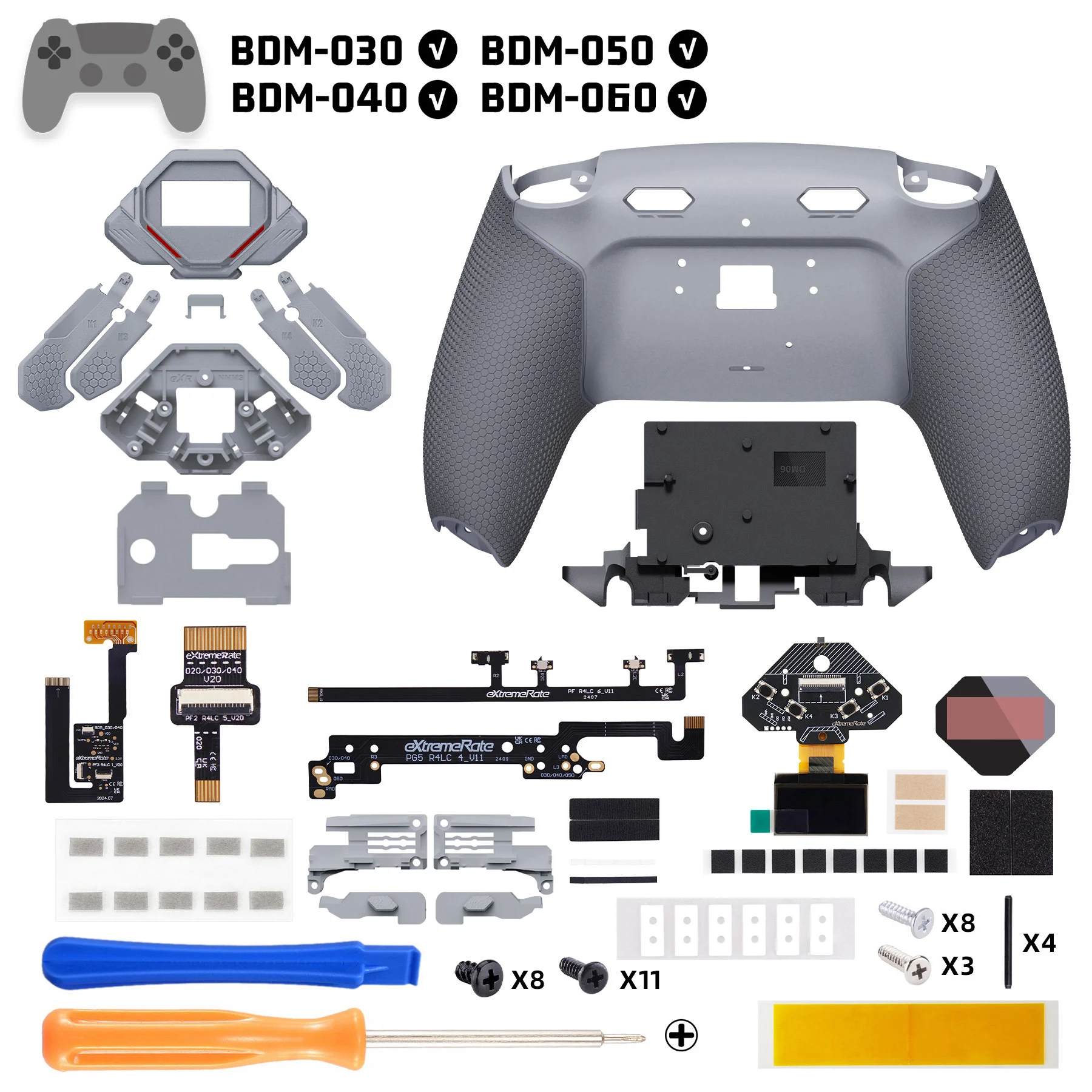 eXtremeRate SPARK Back Paddles Kit für PS5-Controller BDM-030 040 050 060 Modelle, neu belegbares Set mit 4 Rücktasten – gummiert, schwarz