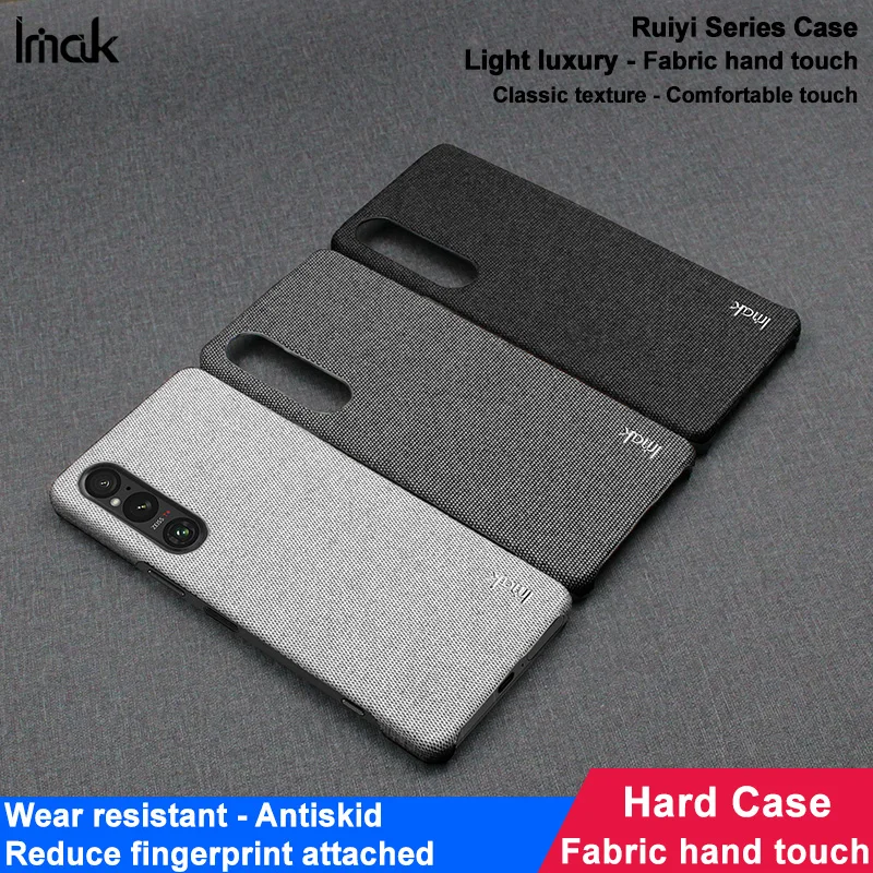 Xperia1 V 5 10V 2023 IMAK Cloth Fabric Pattern Back Panel for Sony Xperia 10 V Case Xperia 5 V 1V Hard PC Slim Matte Phone Etui