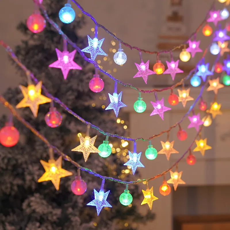 

HYS decorative atmosphere string round beads retro star ornament string home camping outdoor lying decoration