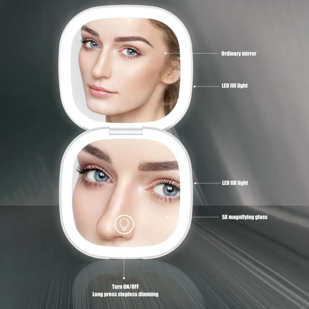 

Lightweight 1 Set Useful LED Magnifying Vanity Mirror Rechargeable Vanity Mirror Soft Light Daily Use