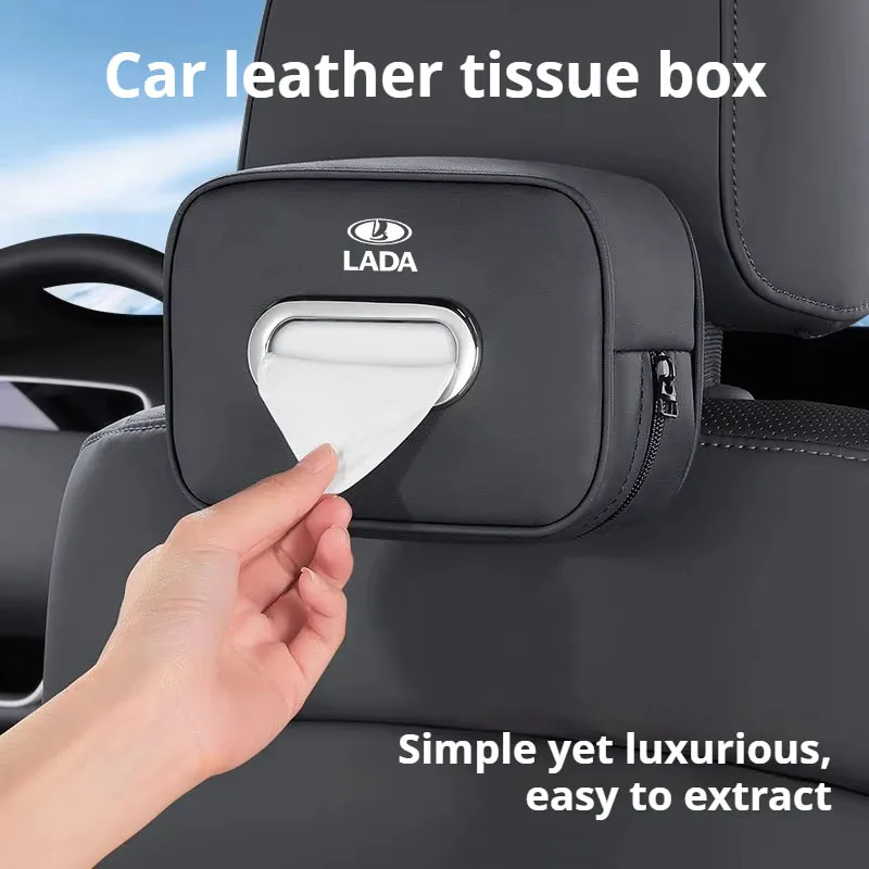 Leather Car Tissue Box Armrest Paper Napkin Storage Bag Accessories For Lada 2110 2114 Largus 2112 110 2105 2107 2106 Vesta Niva