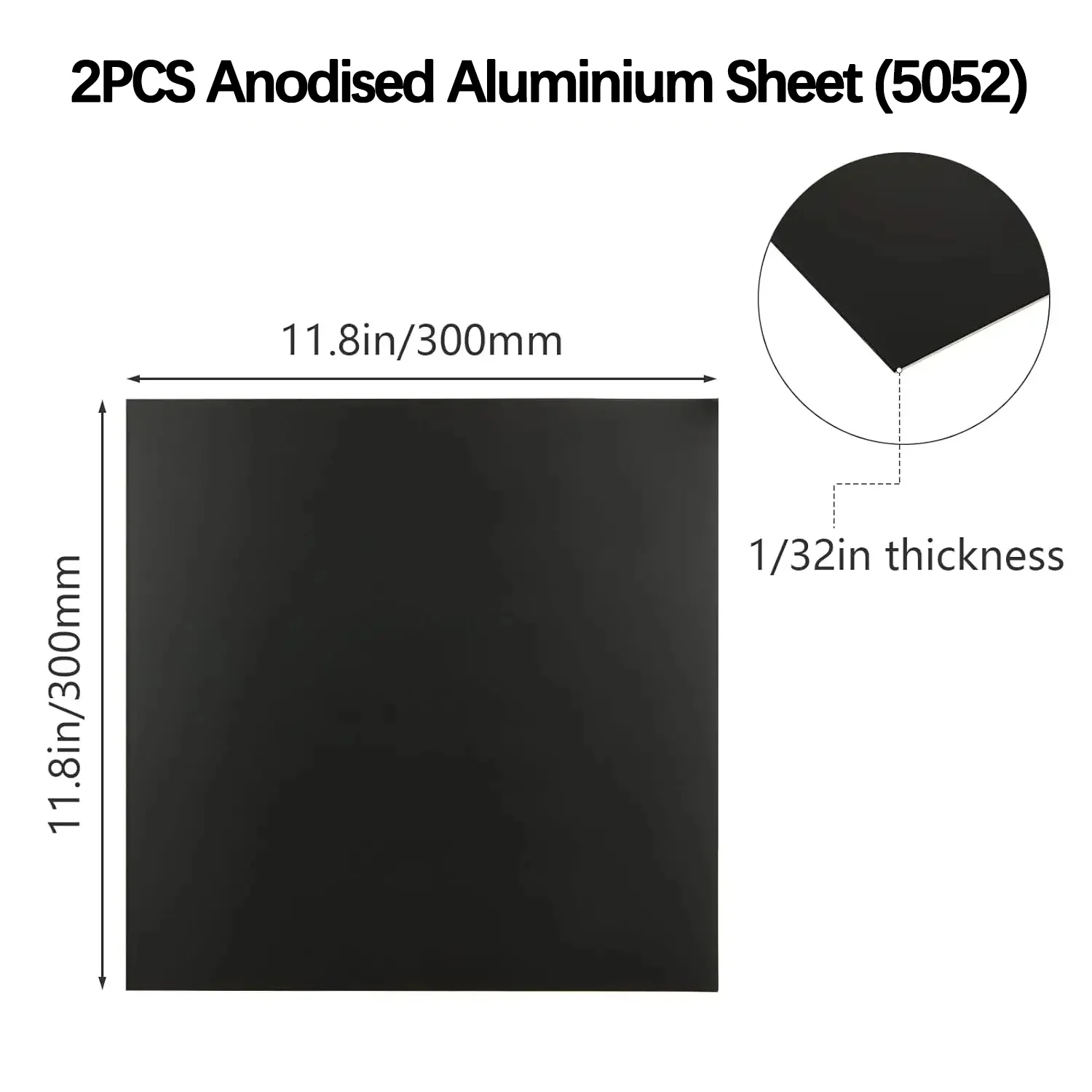 2PCS 300x300x0.8mm Black Anodised Aluminium Sheet (5052) Laser Materials For Laser Engraving CNC Cutting Crafting DIY Decoration