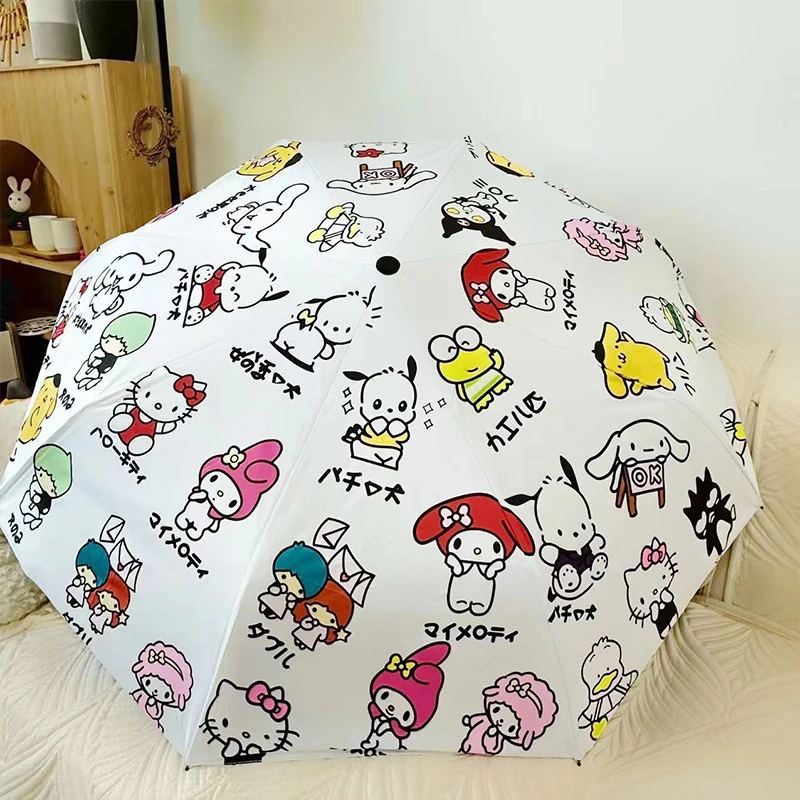 

Sanrio Anime Automatic Umbrella Hello Kitty Kuromi My Melody Pompompurin Girl Student Folding Sun Umbrella Tide Gift for Kids