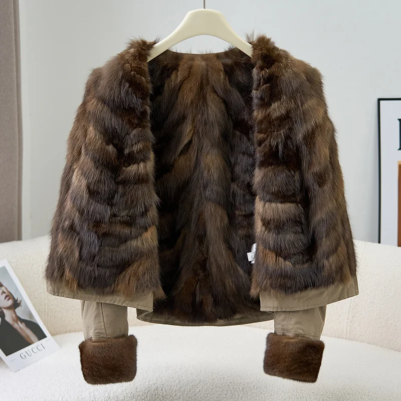 2025 Moda Inverno Caldo Lady Capispalla Vera Pelliccia Fodera Giubbotti Donna Genuino Naturale Sable Cappotto di Pelliccia di Visone Spessore